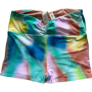 CITRUS Swimwear Swim Short Reversible Swimsuit Bottom tie dye/peach-Size L - Picture 1 of 4