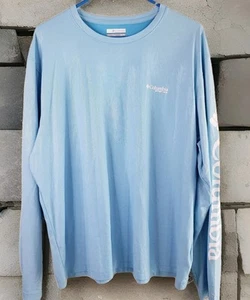 Columbia PFG Omni Shade Shirt Mens XL Blue Pebbled Long SLV Fishing Cooling - Picture 1 of 17