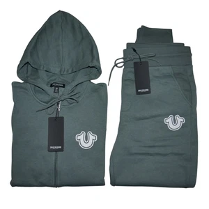 True Religion Mens Size XL Sweatsuit Fleece Tracksuit Balsam Green Gift Set NWT - Picture 1 of 8