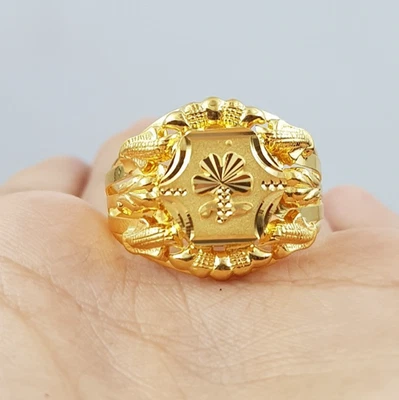 Эксклюзивный мужчин золотое кольцо 22K простоя желтое золото уникальный дизайн повседневная одежда золотое кольцо - Изображение 1 из 4