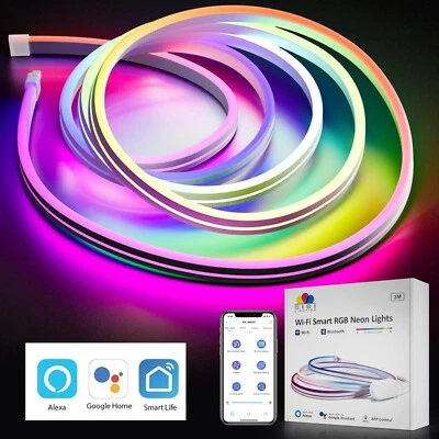 Neon LED Multicolour Strip Light App Control Waterproof Home WiFi RGB IC 3 Metre