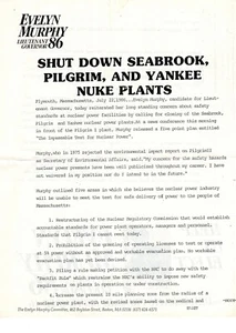 NUKE LETTER (1986) "Shut Down Seabrook Pilgrim Yankee Nuke Plants (Murphy) - Picture 1 of 2