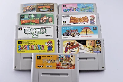 Lot of 9 Nintendo Super Famicom Games Mario Donkey Kong Yoshi Bomberman SNES A11 - Image 1 of 4