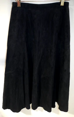 Falda P Vintage Años 70 Gamuza Cuero Maglia Negra 8 Henri Bendel Diseño Corte Zig Zag Foto 1 de 4