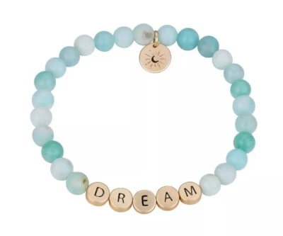 Brazalete elástico de piedra genuina "Sueño" enchapado en flash de oro de 14k sin escribir Foto 1 de 4