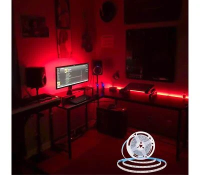 Striscia Led Luce rossa 5Mt 8W 24V SMD 2835 Autoadesiva telecomando Interruttore - Immagine 1 di 4