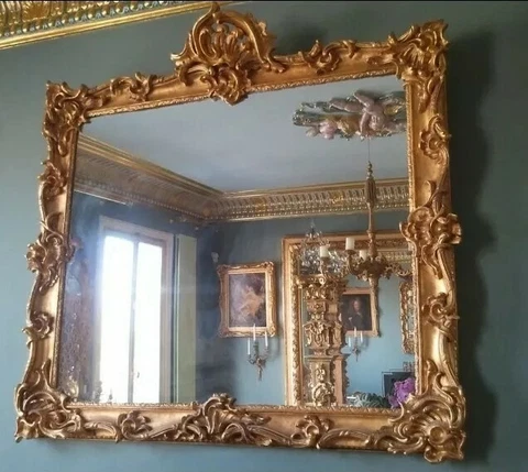 Magnificent Louis XV Frame Hand Carved 1750s Masterpiece Gilt Wood Huge w Glass Cover