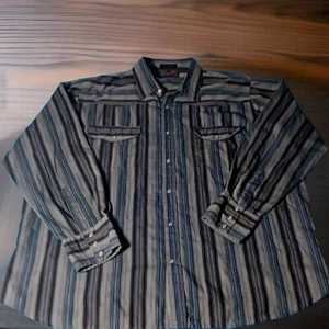 Canyon Guide Outfitters Mens 3XL Western Shirt Long Sleeve Stripes Pearl Snaps - Picture 1 of 11