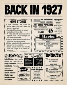 Year in History 1927 POSTER 24 X 18 Inches (Year You Were Born Gift) Very Nice! - Picture 1 of 2