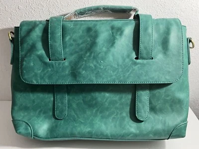 Bolso para computadora portátil diseñado solo de moda en el Reino Unido, bandolera bolso asa superior verde azulado Foto 1 de 4