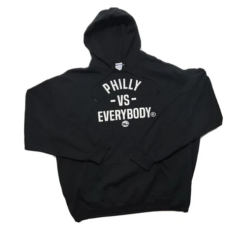 JERZEES NUBLEND Men's Hooded Sweater Philly vs. Everyone Solid Black Pullover Cover