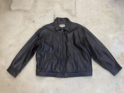 Chaqueta De Colección St Johns Bay Hombres XXL Cuero Marrón Forrada Aviador Bombardero de Vuelo Foto 1 de 4