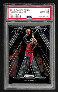 2018 PANINI PRIZM BASKETBALL CARD #10 LEBRON JAMES PSA 10 ALL DAY NBA LA LAKERS - Picture 1 of 5