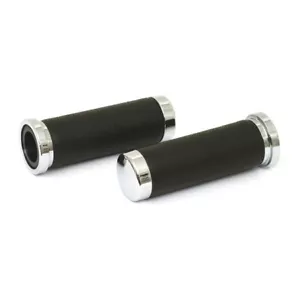 Black & Chrome Grips - Fit: Suzuki VS 750 / VS 800 / VS 1400 Intruder : M090906 - Picture 1 of 4