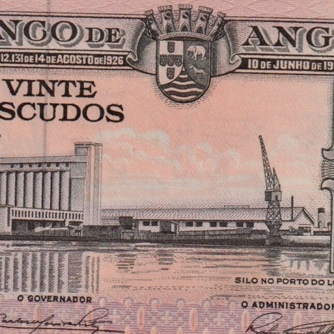 🇦🇴 Portuguese Angola. 20 Escudos. 1962. P.92a. Sign1. Gem Unc PMG 65 EPQ Cover