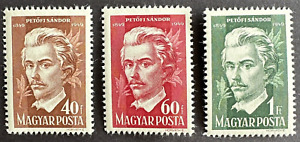 Hungary 1950 Sc# 867-869 Set of 3 MNH OG Sandor Petofi New Colors