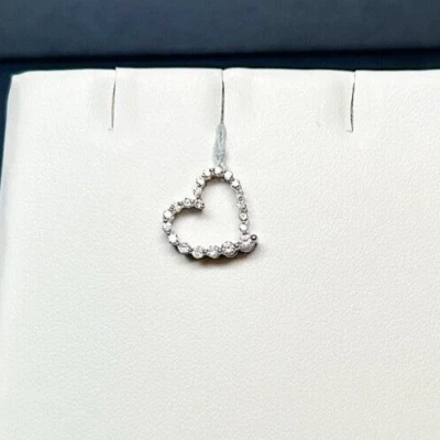 10K White Gold Graduated Diamond Heart Pendant - Estate Jewelry #9367 - Image 1 of 4