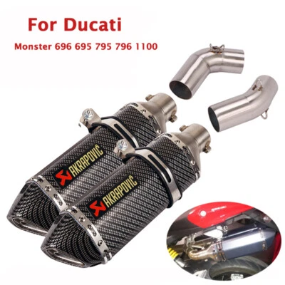 Slip  for Ducati Monster 796 696 795 1100 Exhaust System Mid Pipe Muffler 370mm - Image 1 of 4