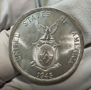 1945s US-Philippines Silver Coin 50 centavos BU/UNC- lot# 20
