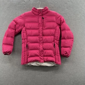 rei girls size XL (18) pink goose down fill full zip puffer jacket zipper pocket - Picture 1 of 14