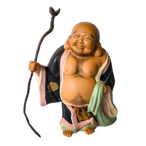 Vtg Japanese Hotei Buddha Hakata Doll Statue 11.75" Statue Figurine Fat Happy - Picture 1 of 9