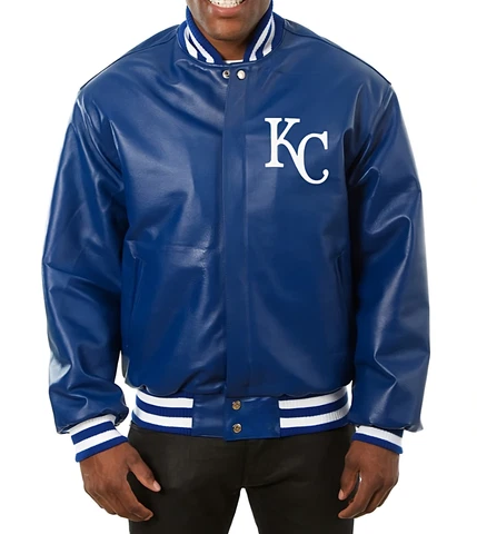 MLB Kansas City Royals Letterman Varsity Jacket Blue Full Leather Cover