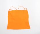 Zara Womens Orange Polyester Basic Tank Size M Square Neck