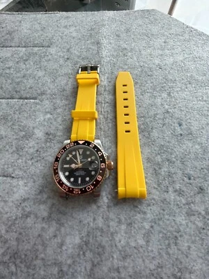 Correa de goma vulcanizada AMARILLA 20mm OMEGA GMT PEPSI hebilla negra Foto 1 de 4