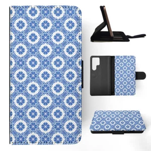 FLIP CASE FOR SAMSUNG GALAXY|BLUE MEDITERRANEAN PATTERN #5 - Picture 1 of 120