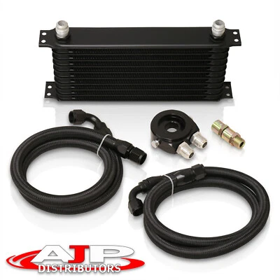 Auto Car Bike Truck Oil Cooler Aluminum AN10 BK+ SS Hoses + Filter Relocator Kit - Image 1 of 4
