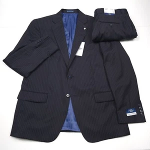 $ 945 Hart Schaffner Marx NY Passform blau Nadelstreifen 130er Wollanzug Herren 44R x 38 - Bild 1 von 16