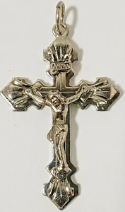 Kruzifixkreuz für Rosenkranz oder Halskette Anhänger versilberte Zinnkapelle Italien - Bild 1 von 12