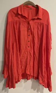 Free People Women’s Shirt Large Long Sleeve Button Down Casual Oversize Pockets - Picture 1 of 5