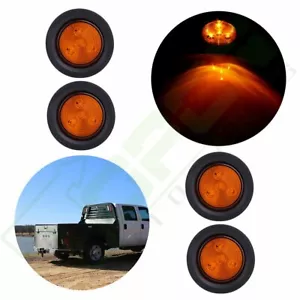 4pcs Round 2.5" Amber 4LED Truck Trailer Clearance Side Marker Lights Tail Lamp - Picture 1 of 7