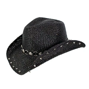 Unisex Straw Cowboy Hat Black One Size 100% Moroccan Straw Western Hat - Picture 1 of 1