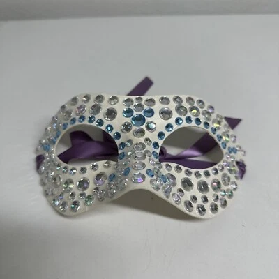 Bohemian White Bleu Purple Venetian Masquerade Ball Mardi Gras Halloween Mask OS - Image 1 of 4