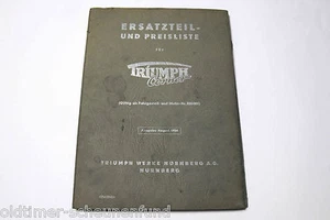 Triumph Ersatzteilliste Preisliste Triumph Cornet Ausgabe August 1954  - Picture 1 of 4