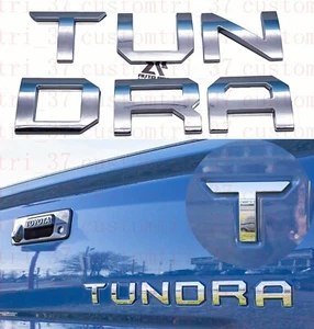 Insertos de puerta trasera elevados cromados 3D letras para tundra 2014-2020 trasera - Imagen 1 de 7