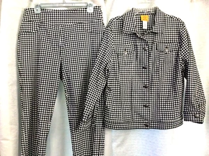 Women's Sz 12 Ruby Rd. Black‎ And White Gingham Plaid Jacket + Capri Set Stretch - Picture 1 of 12