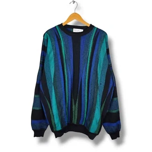 Vintage St Croix Colorful Geometric Cosby Pullover Striped Wool Sweater XL Long - Picture 1 of 8