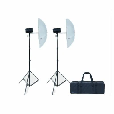 Dorr EcoLine DSU-110Ws Studio Flash Kit inc 2x Heads 2x Stands 2x Umbrellas - Image 1 of 2