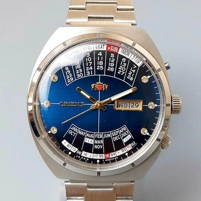 Reloj Pulsera Automático Original Orient College Vintage Japonés Esfera Azul Foto 1 de 4