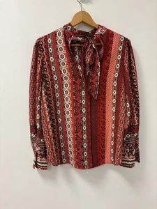 Blusa Top LOFT Roja a Rayas Cuello Alto Manga Blusa Para Mujer Talla S NUEVA - Imagen 1 de 13