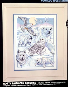 Dimensions NORTH AMERICAN BEAUTIES Counted Cross Stitch Kit White Animals #3758 - Picture 1 of 6