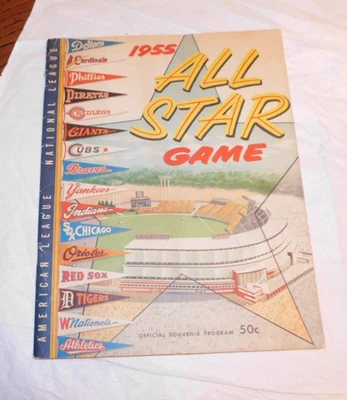 1955 Baseball All Star Game Program Mickey Mantle Willie Mays Ted Williams - Image 1 of 4