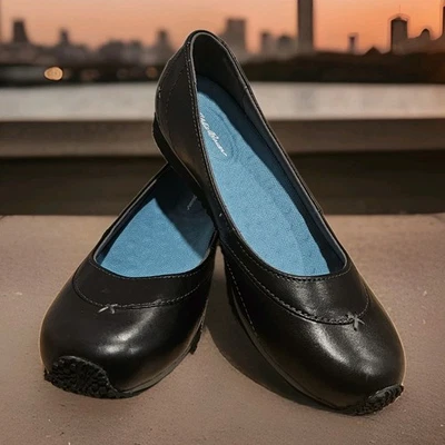 Sapatilhas de balé Eddie Bauer couro preto 8,5 clássicas slip-on Preppy Academia  - Imagem 1 de 4