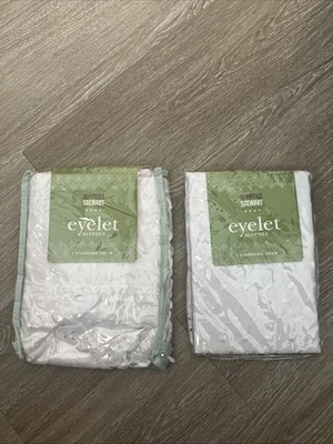 Martha Stewart Eyelet Accents Standard Sham White Embroidered Floral New - Image 1 of 4