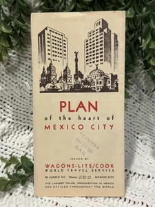 Mappa turistica vintage 1949 Città del Messico cuoco / 1949 墨西哥城旅游地图 库克旅行社 - Foto 1 di 5
