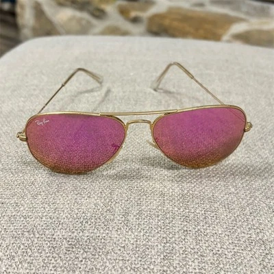 Gafas de sol Ray-Ban Aviator Flash marco dorado rosa lentes espejadas Foto 1 de 4