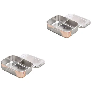  2 Pieces Frischhaltedosen Edelstahl Vesperbox Mahlzeitenzubereitungsbehälter - Bild 1 von 12